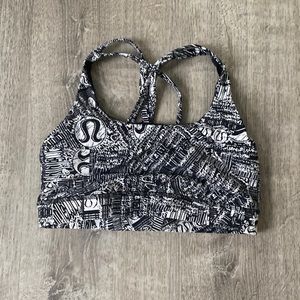 Lululemon Energy Bra in logo pattern